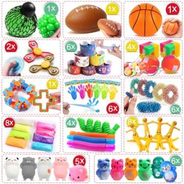 Fidget Toys Pack, 80 Pcs Bulk Treasure Box Toys Party Favors for Kids Adults Classroom Rewards Prizes Carnival Birthday Gifts Pinata Filler, Stress Relief Sensory Toys for ADHD OCD Autistic Children