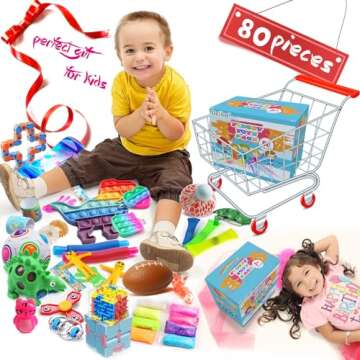 Fidget Toys Pack, 80 Pcs Bulk Treasure Box Toys Party Favors for Kids Adults Classroom Rewards Prizes Carnival Birthday Gifts Pinata Filler, Stress Relief Sensory Toys for ADHD OCD Autistic Children