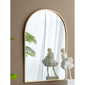 A&B Home Arched Mirror - Wall Mounted Mirror with Gold Metal Frame, Home Wall Decor, 24" x 36" Arch ...