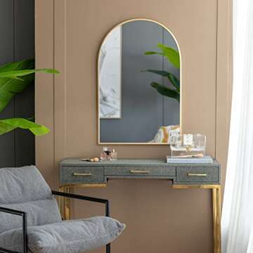 A&B Home Arched Mirror - Wall Mounted Mirror with Gold Metal Frame, Home Wall Decor, 24" x 36" Arch Mirror for Bathroom Bedroom Living Room Entryway