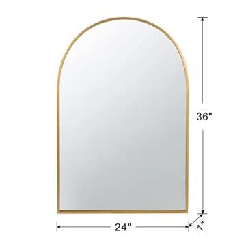 A&B Home Arched Mirror - Wall Mounted Mirror with Gold Metal Frame, Home Wall Decor, 24" x 36" Arch Mirror for Bathroom Bedroom Living Room Entryway