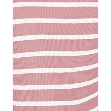 ZESICA Women's Summer Square Neck Bodycon Midi Dresses 2025 Casual Sleeveless Ribbed Knit Striped Beach Vacation Long Dress,Pink,X-Large