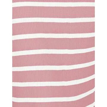 ZESICA Women's Summer Square Neck Bodycon Midi Dresses 2025 Casual Sleeveless Ribbed Knit Striped Beach Vacation Long Dress,Pink,X-Large