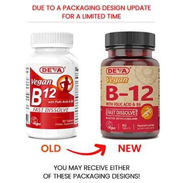 DEVA Vegan Vitamin B12 Fast Dissolve Supplement - Once-Per-Day Complex with 1000 Mcg Methylcobalamin...