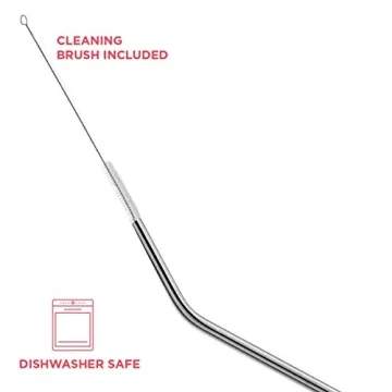 SipWell Stainless Steel Drinking Straws Set of 4, Curved metal Straws reusable for 20 0z Tumbler, | Fits all Yeti SIC Simple Modern Tumblers, Cleaning Brush Included.