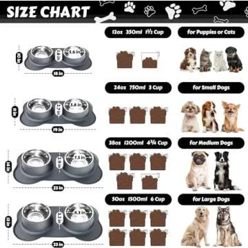 AsFrost No Spill Dog Food Bowl Set with Silicone Mat