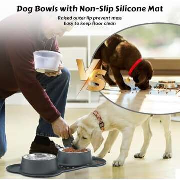 AsFrost No Spill Dog Food Bowl Set with Silicone Mat