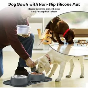 AsFrost No Spill Dog Food Bowl Set with Silicone Mat