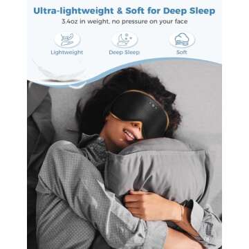 Mixiba 3D Contoured Sleep Mask with Bluetooth Headphones, Eye Mask for Sleep, Sleeping Headphones fo...