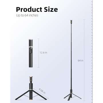 Tripod for iPhone, Weilisi 64" Aluminum Phone Tripod & Selfie Stick Tripod with Remote, Upgraded Phone Tripod Stand All-in-1 & Travel Tripod, Durable Cell Phone Tripod Compatible with All Cellphones