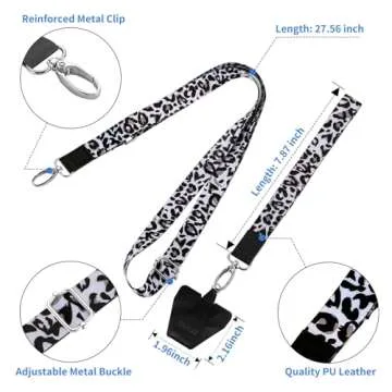 OUTXE Phone Lanyard - 4× Pads, 1× Adjustable Neck Strap, 1× Wrist Strap, Nylon Phone Lanyard Compatible with All Smartphone