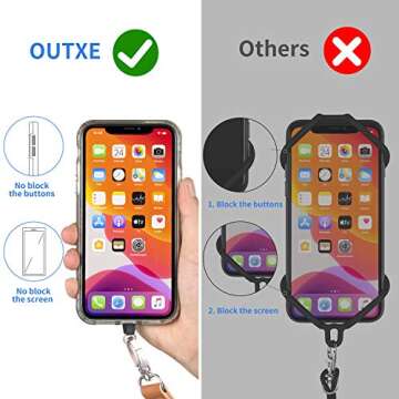 OUTXE Phone Lanyard - 4× Pads, 1× Adjustable Neck Strap, 1× Wrist Strap, Nylon Phone Lanyard Compatible with All Smartphone