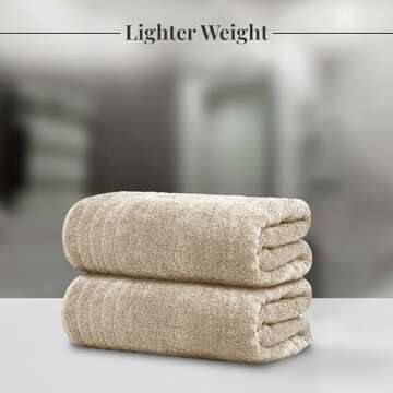 Tens Towels Pack of 4 Extra Large Bath Towels 30 x 60 Inches, 100% Cotton, Larger & Lighter Weight, ...