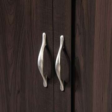 Sauder Select Multipurpose Bedroom Armoire Wardrobe Closet Pantry Storage Cabinet with Storage Drawers and Hanging Rail, in Cinnamon Cherry