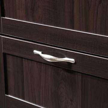 Sauder Select Multipurpose Bedroom Armoire Wardrobe Closet Pantry Storage Cabinet with Storage Drawers and Hanging Rail, in Cinnamon Cherry