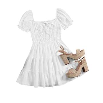 Chic SheIn Women's Puff Sleeve Mini Dress for Summer Style