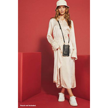 Bandolier Nicole Crossbody Phone Case and Wallet - Black Leather With Gold Detail - Compatible With iPhone SE / 8, 7, 6 Only