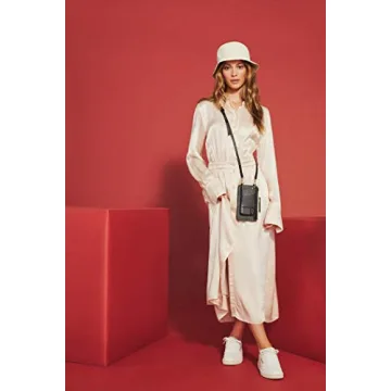 Bandolier Nicole Crossbody Phone Case and Wallet - Black Leather With Gold Detail - Compatible With iPhone SE / 8, 7, 6 Only