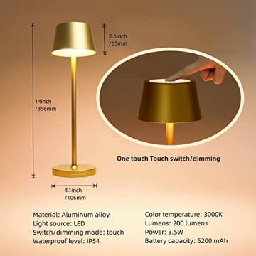 Dimmable Cordless Table Lamp for Indoor & Outdoor Use