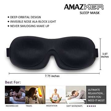 Sleep Mask 2 Pack, Invisible Alar Deep Orbit 3D Eye Mask Ultra Lightweight & Comfortable Sleeping Mask for Side Sleeper, Sleeping Mask & Blindfold Soft Breathable for Women Men Relaxing Zero Pressure