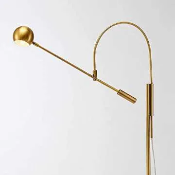 TOMYEUS Standing Lamp Floor Lamp with Adjust The Arm Reading Standing Lamp, 61 Inches, Antique Brass Finish Floor Lamp