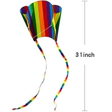 Hengda Kite for Kids 31-Inch Rainbow Parafoil Kite Low Wind Kite,weak Wind can Fly, Suitable for Chi...