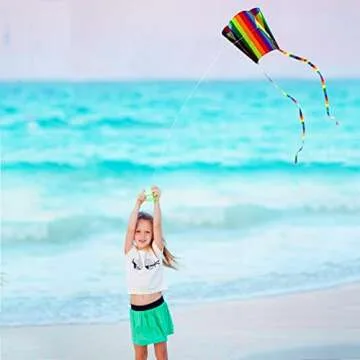 Hengda Kite for Kids 31-Inch Rainbow Parafoil Kite Low Wind Kite,weak Wind can Fly, Suitable for Children to Play, do not Need to Assemble