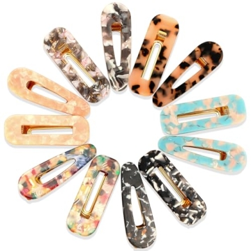 Cridoz 12 Pcs Acrylic Resin Hair Barrettes for Women