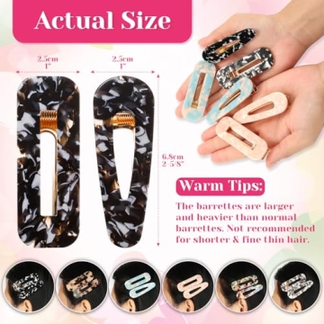 Cridoz 12 Pcs Acrylic Resin Hair Barrettes for Women