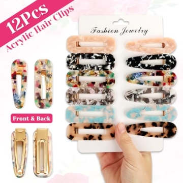 Cridoz 12 Pcs Acrylic Resin Hair Barrettes for Women
