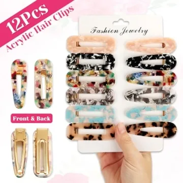 Cridoz 12 Pcs Acrylic Resin Hair Barrettes for Women
