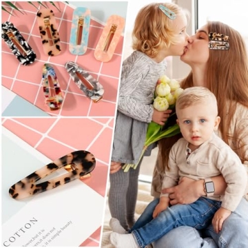 Cridoz 12 Pcs Acrylic Resin Hair Barrettes for Women