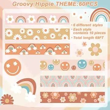 69Ft Groovy Bulletin Board Border Retro Classroom Stickers