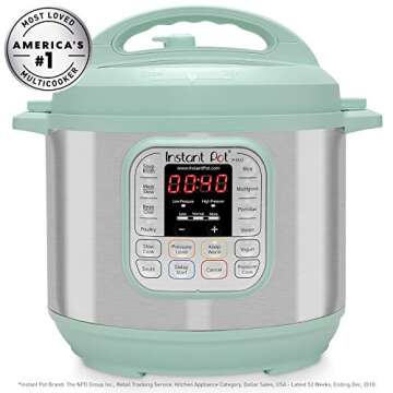 Instant Pot Duo 7-in-1 Electric Pressure Cooker, Slow Cooker, Rice Cooker, Steamer, Saute, Yogurt Maker, and Warmer, 6 Quart, Teal, 14 One-Touch Programs