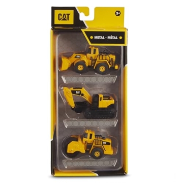 CAT Construction Toys CAT Construction Die Cast Metal 3 Pack Vehicles - Steam Roller/Excavator/Wheel Loader for Ages 3+