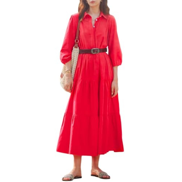 Women's Casual Maxi Tiered Dress with Pockets – Flattering Summer Fit