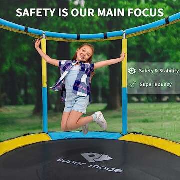 Trampoline for Kids, 5FT Adjustable Toddler Trampoline, Indoor/Outdoor Baby Trampoline with Enclosure Net, No-Gap Safe Design, Gifts for Boys & Girls (Yellow Blue)