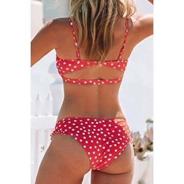 CUPSHE Women's Polka Dot Cutout Ruffles Back Hook Closure Bikini Sets