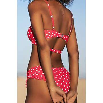 CUPSHE Women's Polka Dot Cutout Ruffles Back Hook Closure Bikini Sets