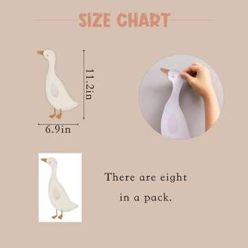 CANTLY Cute Geese Wall Stickers, 8pcs Removable Waterproof PVC Decals, Funny Animals Art Decorations...