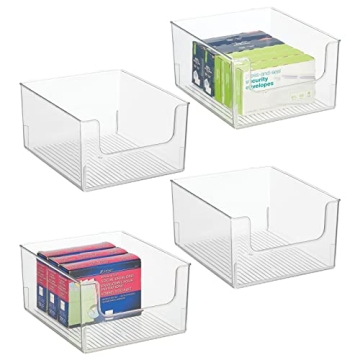 mDesign Modern Plastic Open Front Dip Storage Organizer Bin Basket for Home Office Organization - Sh...