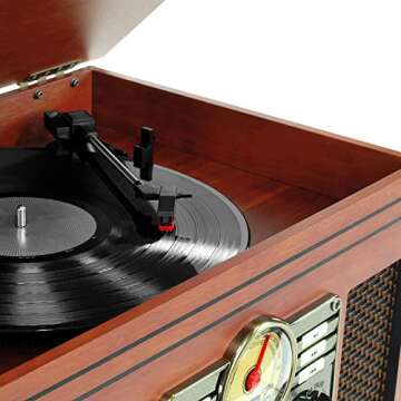 Victrola Nostalgic 7-in-1 Bluetooth Record Player & Multimedia Center - Mahogany Finish with Built-i...