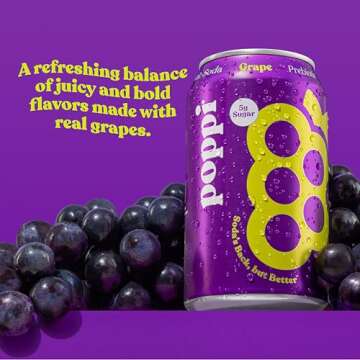 Poppi Sparkling Prebiotic Soda Grape Flavor - 12 Pack