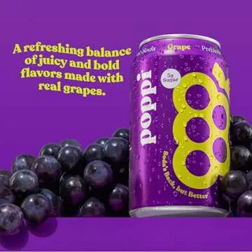 Poppi Sparkling Prebiotic Soda Grape Flavor - 12 Pack
