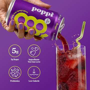 Poppi Sparkling Prebiotic Soda Grape Flavor - 12 Pack