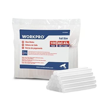 WORKPRO Full Size Hot Glue Sticks, 100-pack, 0.43x4 Inches, Compatible with Most Glue Guns, Multipur...