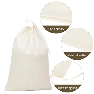 Natural Muslin Drawstring Bags Eco-Friendly Cotton Storage