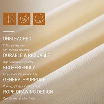 Natural Muslin Drawstring Bags Eco-Friendly Cotton Storage