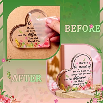 Yinder Thank You Gift for Women Acrylic Inspirational Gifts Coworker Office Gift for Colleague Leaving Job Gift Farewell Gift Appreciation Gift for Friends Nurse Teacher Keepsake(Heart)