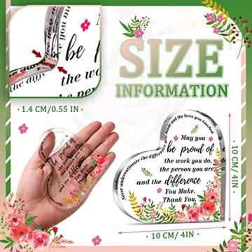 Yinder Thank You Gift for Women Acrylic Inspirational Gifts Coworker Office Gift for Colleague Leaving Job Gift Farewell Gift Appreciation Gift for Friends Nurse Teacher Keepsake(Heart)